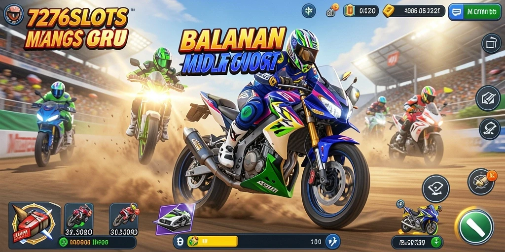 Tampilan gameplay seru dalam balapan motor di 7276SLOTS.