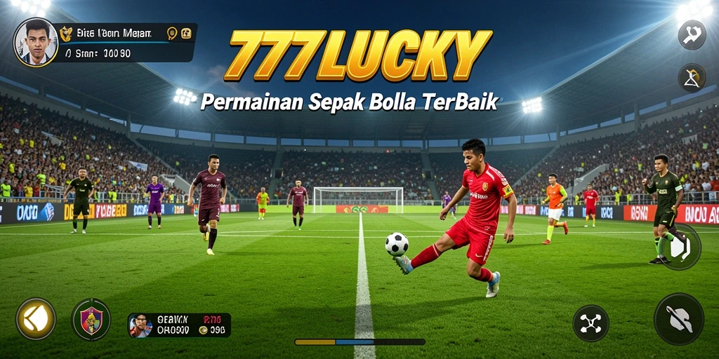 Tampilan gameplay menarik dari 777LUCKY dengan aksi sepak bola yang seru.