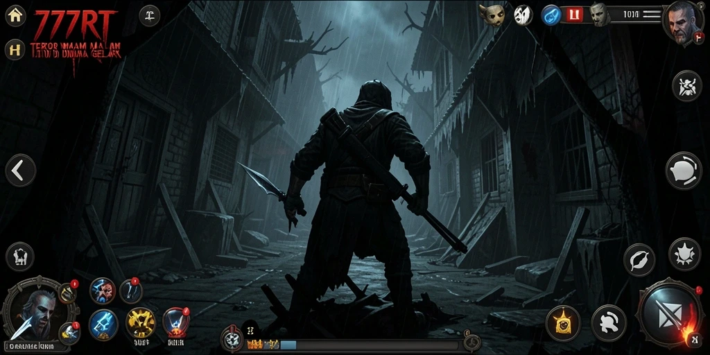 Screenshot menampilkan gameplay mendebarkan dari 777RT di lokasi yang angker.