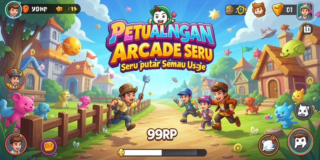 Tampilan gameplay seru dari 99RP dalam suasana Arcade.