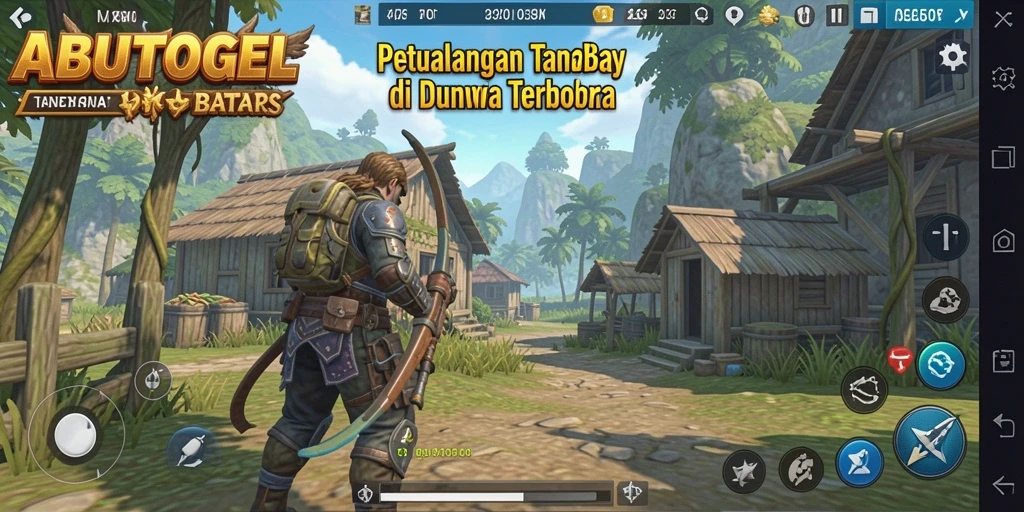 Screenshot gameplay ABUTOGEL menampilkan eksplorasi dunia terbuka yang luas.