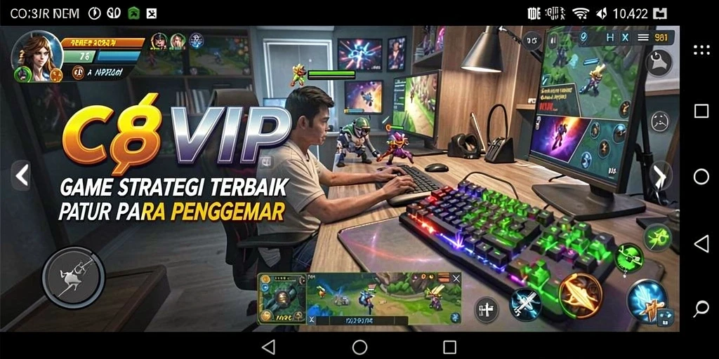 Tampilan gameplay yang intens dan strategis dalam C8VIP.