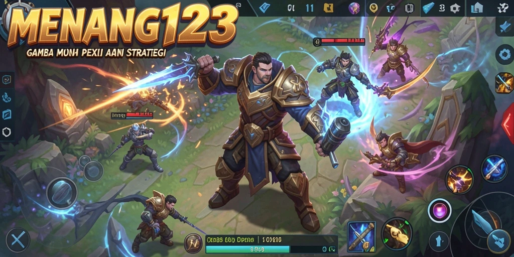Tampilan gameplay seru di MENANG123, aksi MOBA menegangkan.