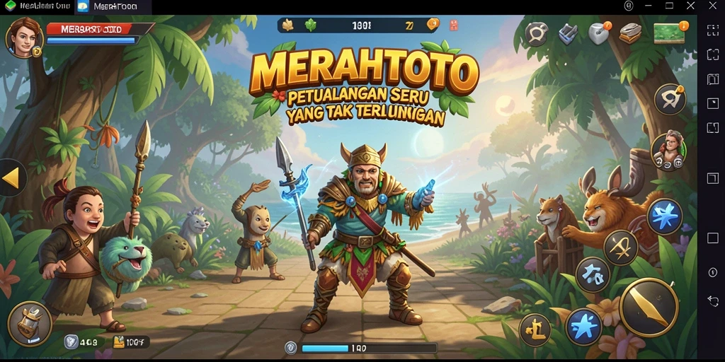 Tampilan gameplay MERAHTOTO yang epik penuh petualangan.