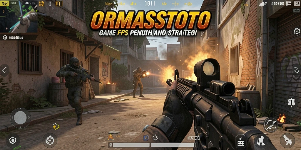 Tangkapan layar ORMASSTOTO menampilkan aksi gameplay FPS yang mendebarkan.
