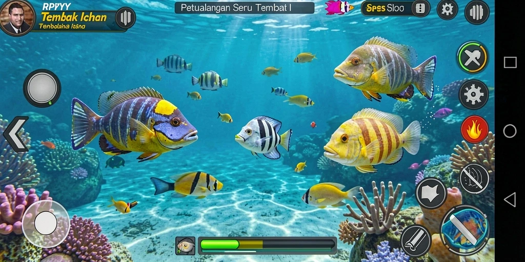 Tampilan gameplay seru saat menangkap ikan di RPYYY.