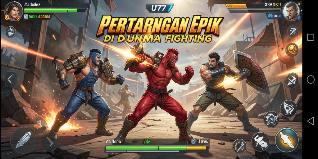 Screenshot utama UT77 menampilkan aksi pertarungan yang mendebarkan.