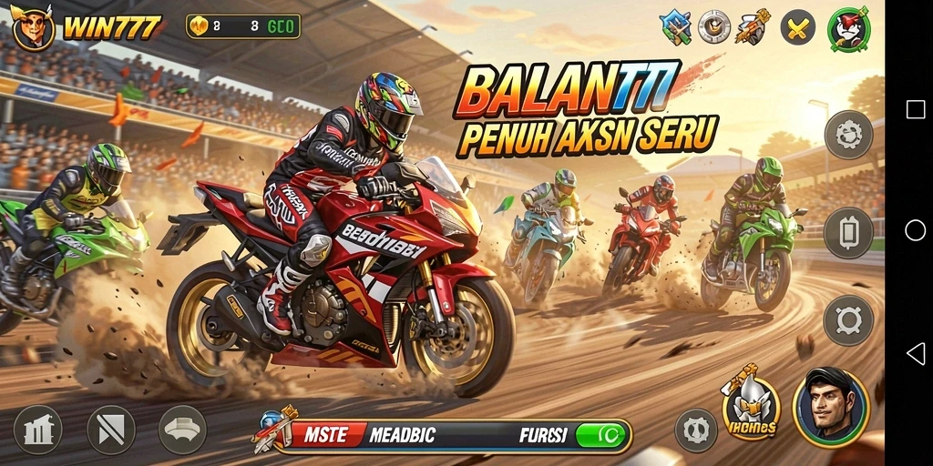 Tampilan gameplay seru dengan balapan motor yang mendebarkan.